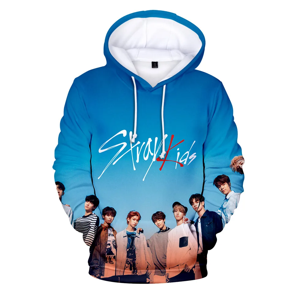 

KPOP Korean Star Stray Kids Unisex New Fashion Long Sleeve 3D Printed Hoodies Front Pocket Pullover Sweater Sweatshirts