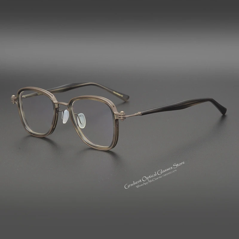 Japanese handmade oval retro eyeglasses frame for myopic men and women