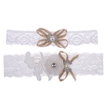 Свадебные белые цветочные кружева подвязки набор на память& Toss вечерние аксессуары