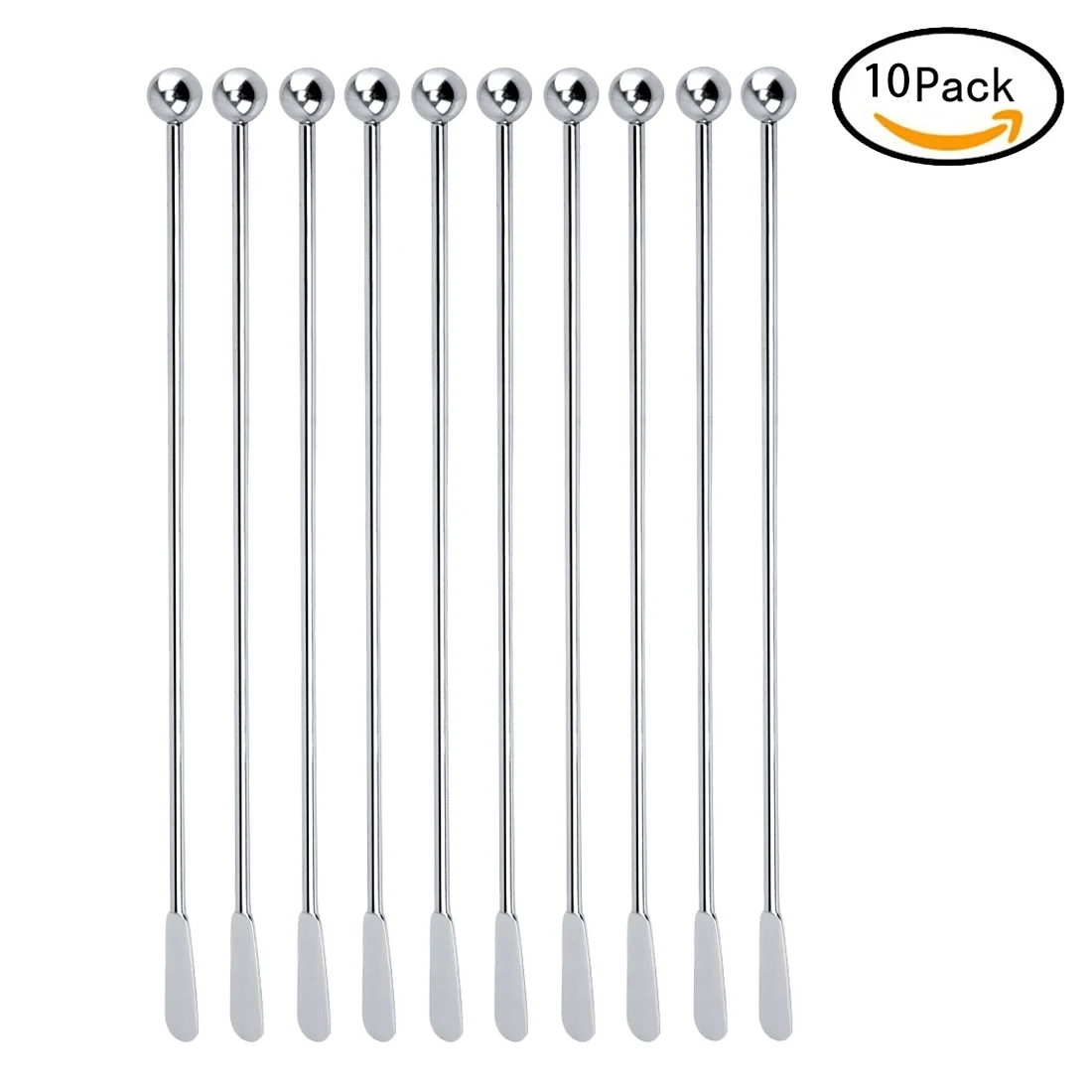 

10Pcs 19cm Stainless Steel Creative Small Rectangular Paddles Swizzle Stick Cocktail Coffee Stirrers - Silver