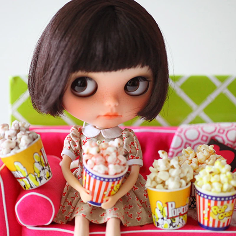 

2pcs Dollhouse Miniature Food Popcorn Pretend Puffed Rice Play Doll Food for Blyth BJD Doll Kitchen Accessories Toys