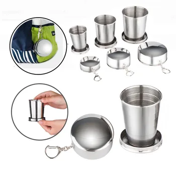 

Portable Stainless Steel Camping Folding Cup Retractable Cup Outdoor Travel Collapsible Cup Portable Drinkware