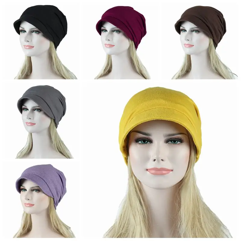 Женская однотонная мусульманская шляпа с раком Chemo Turban cap для выпадения волос головной платок Обертывания Hot YLM9782