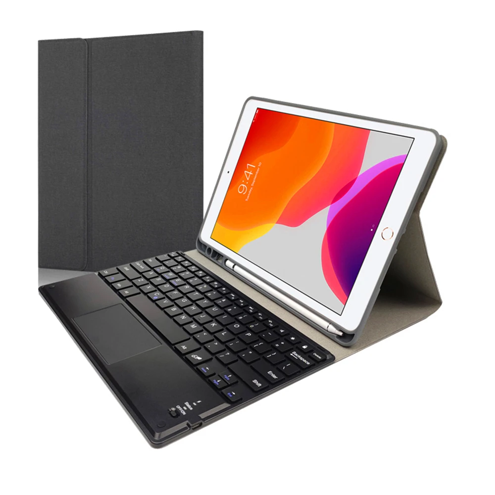 For Apple iPad 10.2 2019 Case Bluetooth Keyboard Touchpad Flip Stand Pen Holder Leather Shell For iPad 7th 10.2 2019 Cover