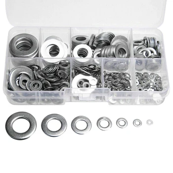 

Flat Washers M3-M10 Metal Plain Steel Washer Assortment Kit Insulation Gasket Ring Sealing Repair Tools Set