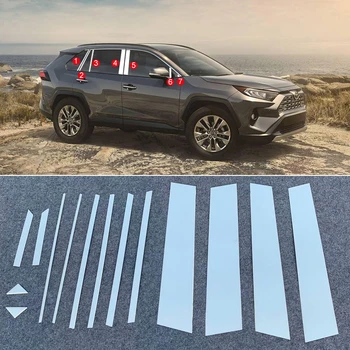 

Fit for Toyota RAV4 XA50 2019 2020 Car Styling Stainless Car Window Sill Middle Pillar Cover Trim 14pcs Auto Accessories