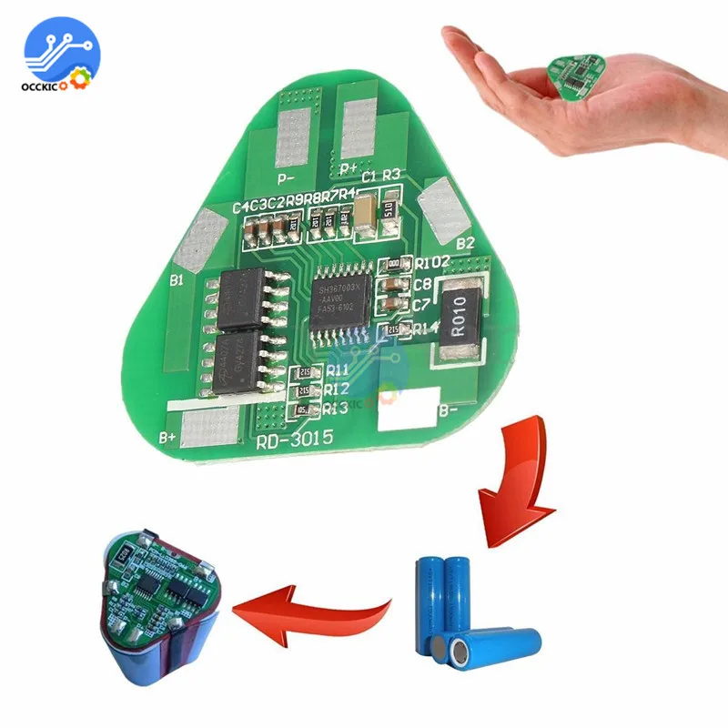 Защитная плата Bms 3S 4A для литий ионной литиевой батареи 3 ячейки PCB 10 8 12 6 в 2P 35*32 мм