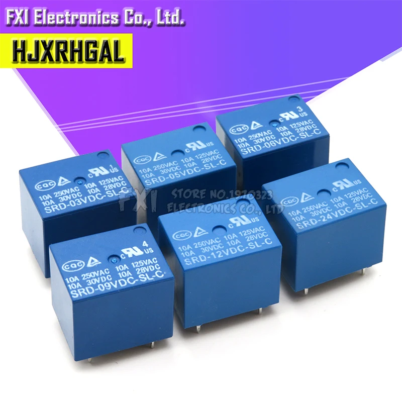 5 шт. реле SRD 03 05 09 06 24 12VDC SL C 5PINS 3V 5V 9V 6V 24V 12V высококачественный 03VDC 05VDC 09VDC