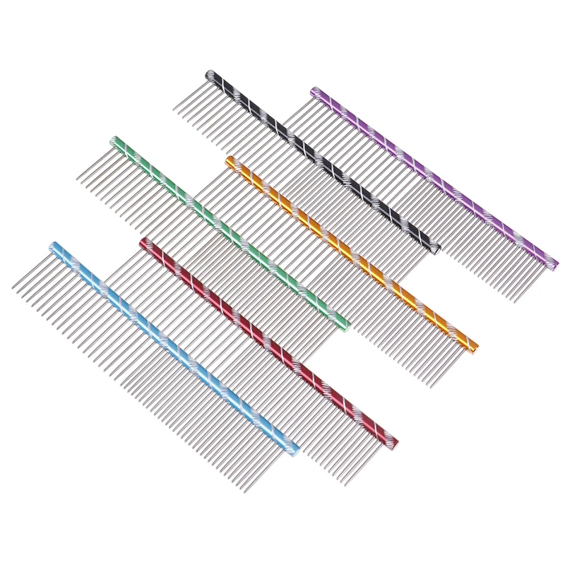 

16cm Pet Dog Comb Bright Multi-Colored Stripe Grooming Comb For Shaggy Cat Dogs Barber Grooming Tool