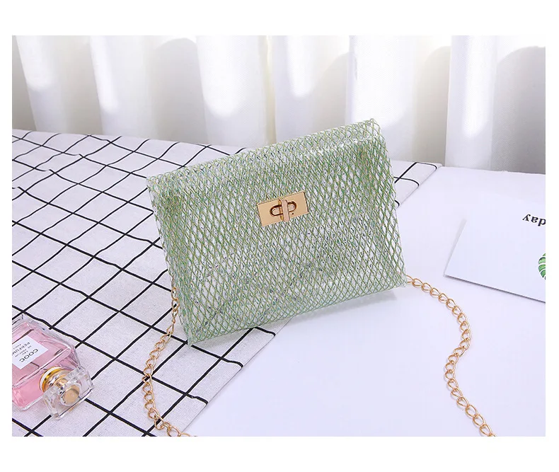 

Transparent Textured Square Sling Bag 2019 New Style Europe And America Fashion Gel Bag Chain Crossbody Bag