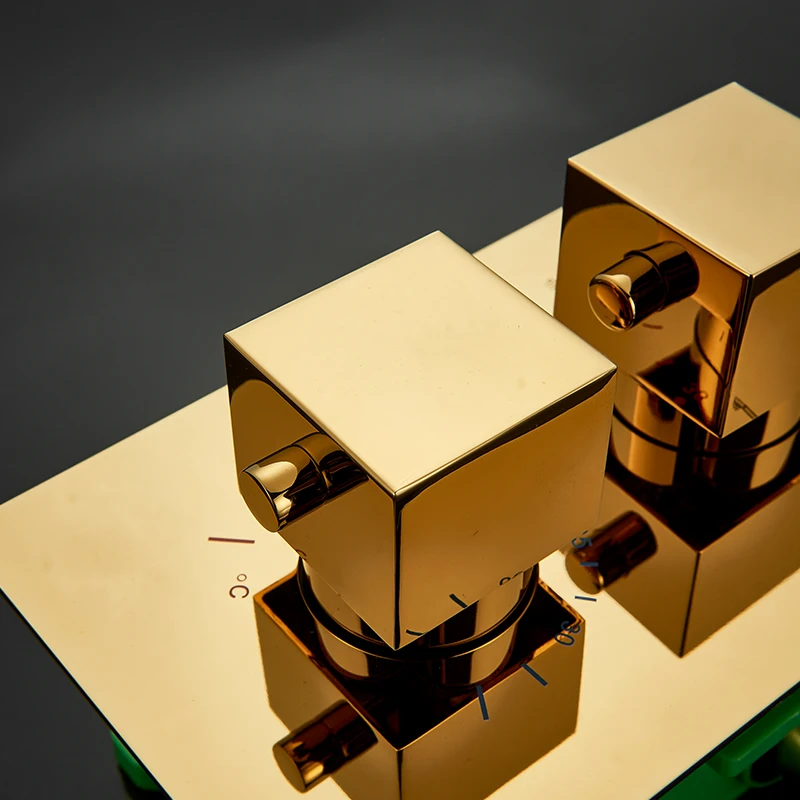 quyanre wanfan gappo golden thermostatic shower faucet set ultrathin rainfall gold shower head with 3-way thermostatic wall mounted mixer tap 6pc massage spa jets handshower bath shower mixer faucet25