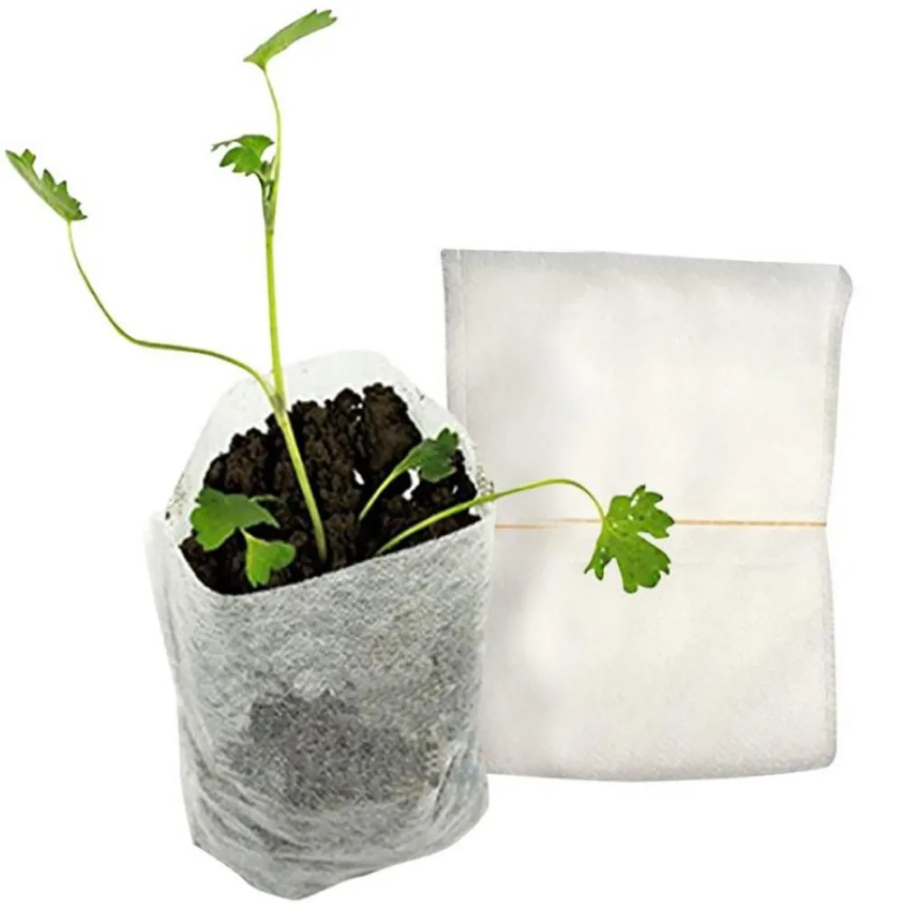 

100PCS Seedling Plants Nursery Bags Organic Biodegradable Grow Bags Fabric Non-woven Ventilate Growing Planting Bags 8x10cm