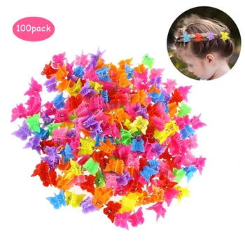 

100Pcs Butterfly Hair Clips Mixed Color Mini Hair Claws Barrettes Clamps Jaw Headwear Hair Styling Accessories Beauty Tool