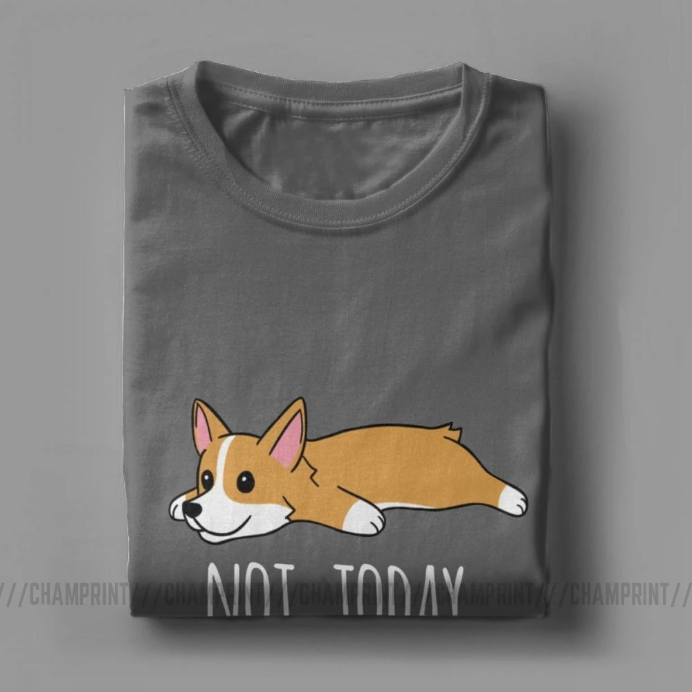 Мужские Забавные футболки с принтом "Not Today Corgi Dog", новинка, круглый вырез, короткий рукав, одежда из чистого хлопка, футболки с принтом размера плюс