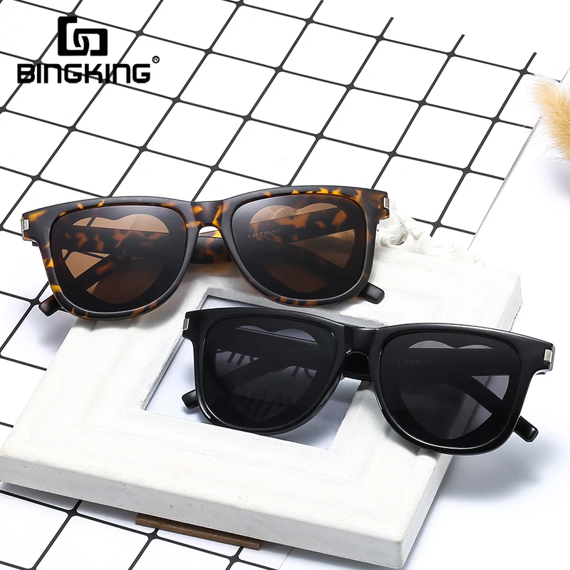 

BINGKING Heart Shape Vintage Cat Eye Brand Designer Sunglasses for Women Heart Shape Clear Lens Trend Glasses Leopard Print