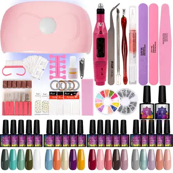 

PHOENIXY Complete Manicure Set Nail Polish Kit 54W UV LED Lamp 20Colors Nail Polish Top Base Coat Nail Art Tools Nail Drill