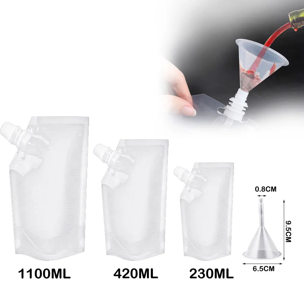 3 шт пластиковый многоразовый мешок для ликера прозрачный сверхмощный напиток колбы маскируемые питьевые колбы круиз сумки комплект с воронкой#1024