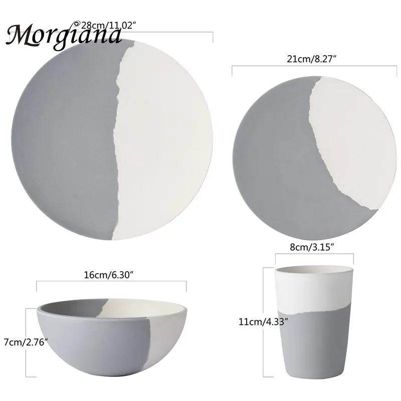 Morgiana Bamboo Bactericidal Tableware Plate Fruit Dessert Dinner Dishes Dining Breakfast Sets Utensils Plates Dinnerware