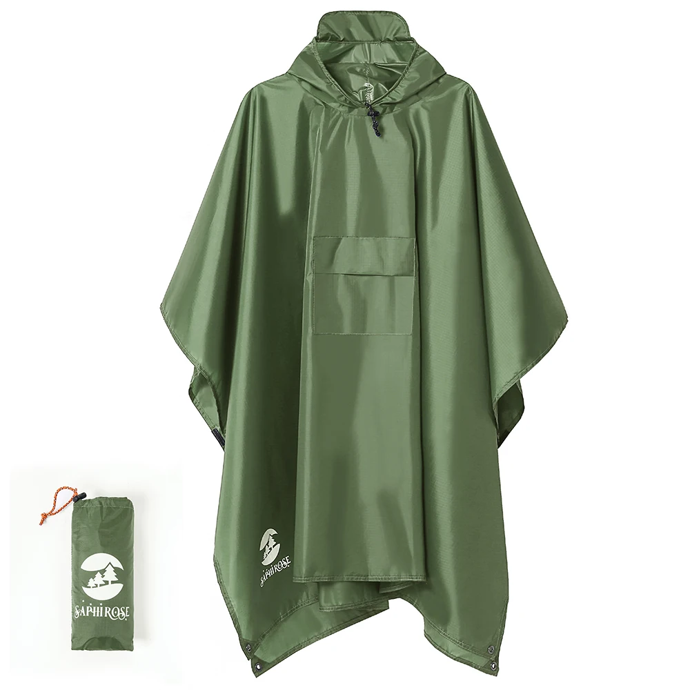 Hooded Rain Poncho Waterproof Raincoat Jacket for Men Women SAPHIROSE