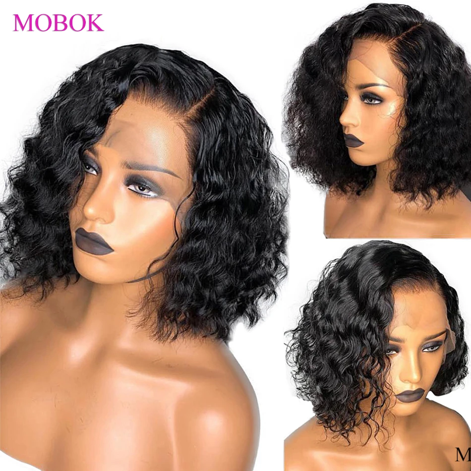 

Mobok Curly Bob Wig 13x6 Lace Front Wig 150% Bob Lace Front Wigs Brazilain Remy Bob Lace Front Human Hair Wigs Pre Plucked