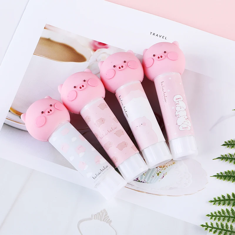 단단한 핑크 돼지 고체 접착제 스틱, 안전 포름알데히드 무료 고점도 학생 DIY 수동 사무실 문구 크리스마스 선물 무작위 색상