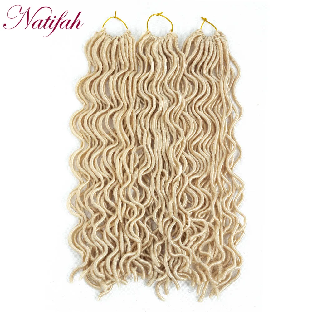 Natifah Faux locs Curly вязанные косички для наращивания волос 20 дюймов вязанные волнистые волосы для женщин