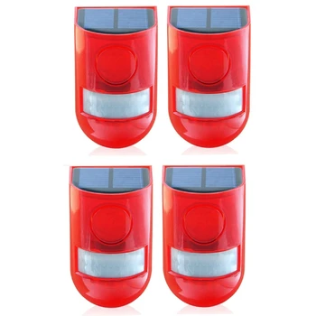 

ABKT-4Pcs Solar Lamp 110DB PIR Rechargeable Waterproof LED Sound Alarm Garden with Motion Sensor