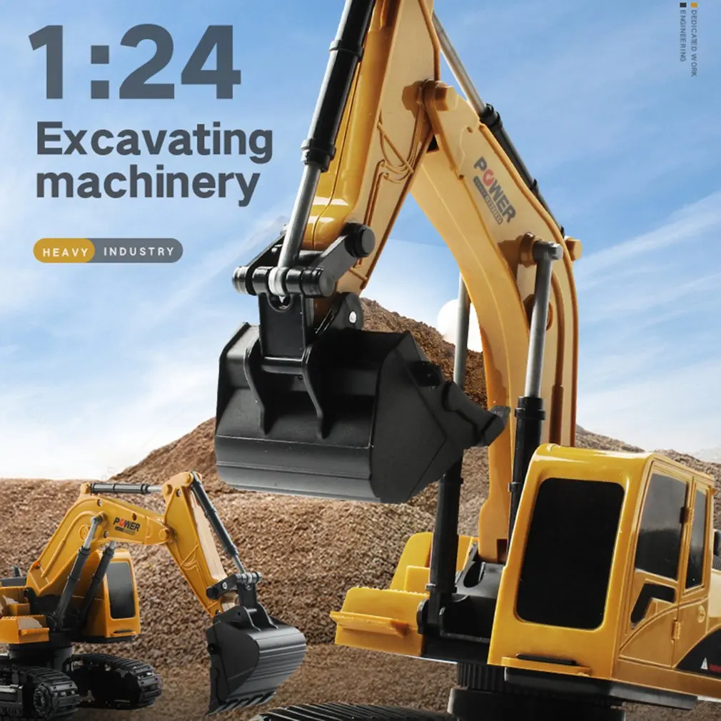 RC Trucks Mini Remote Control Bulldozer 1:24 5CH Plastic Engineering Car Dump Truck Crane Excavator Electric Vehicle Toys Gift | Игрушки и