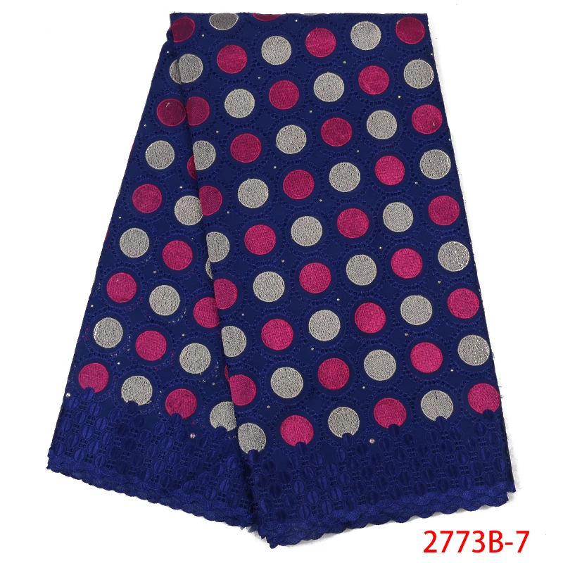 

Nigerian African Lace Fabrics High Quality For Men Cotton Dry Lace Fabric With Stones Swiss Voile Lace In Switzerland QF2773B-7