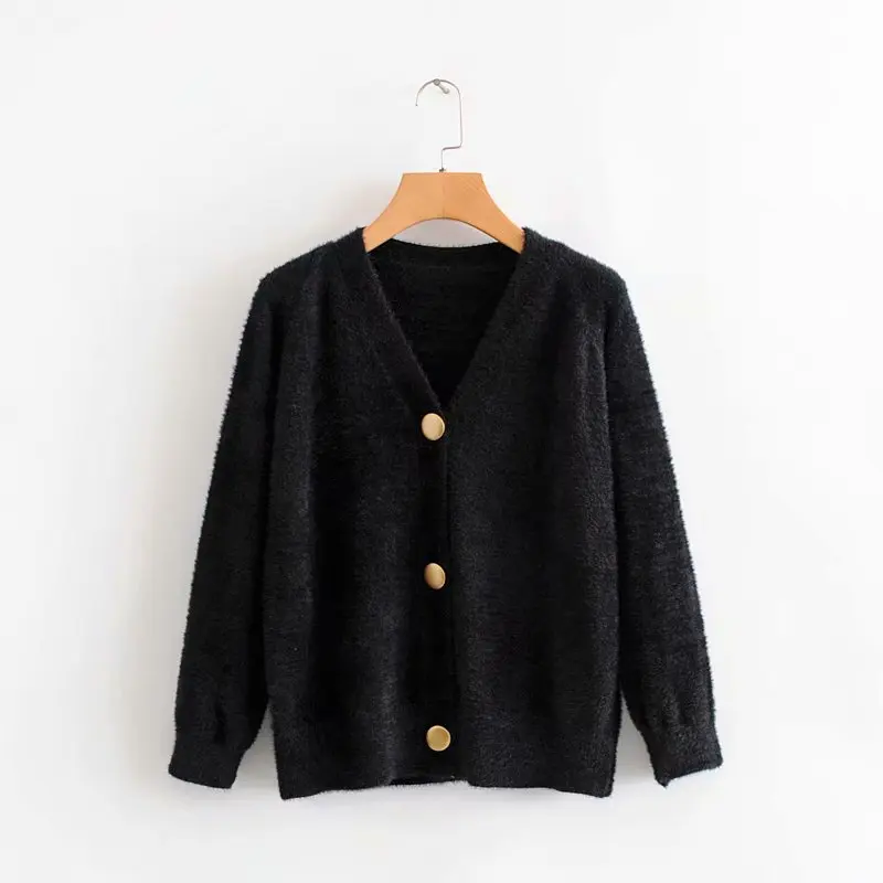 GOPLUS Velvet Sweater Korean V-neck Cardigan Women Pink Black Blue Knitted Oversized Sweaters Kardigan Sweterki Damskie C9653