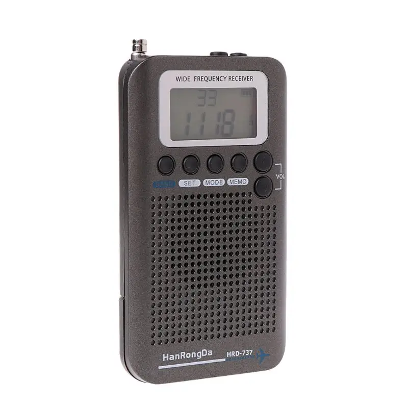 HRD-737 Digital LCD Display Full Band Radio Portable FM/AM/SW/CB/Air/VHF World Band Stereo Receiver Radio with Alarm Clock
