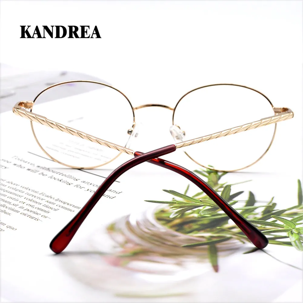 KANDREA новые женские очки металлические круглые очки оправа ультралегкие очки для девушек маленькие и изысканные компьютерные очки