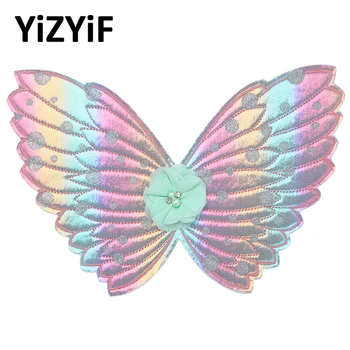 

Girls Fairy Wings Fairy Princess Sparkling Glittery Wings Decorated with Flower Birthday Party Favors Halloween Cosplay Costum