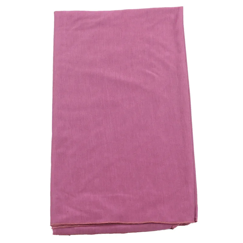 Pink Purple Мусульманский женский хиджаб для девочки, шарф, Исламские шали, плотная эластичная трикотажная ткань, однотонные шали, простой стиль, 180*85 см - Цвет: Pink Purple