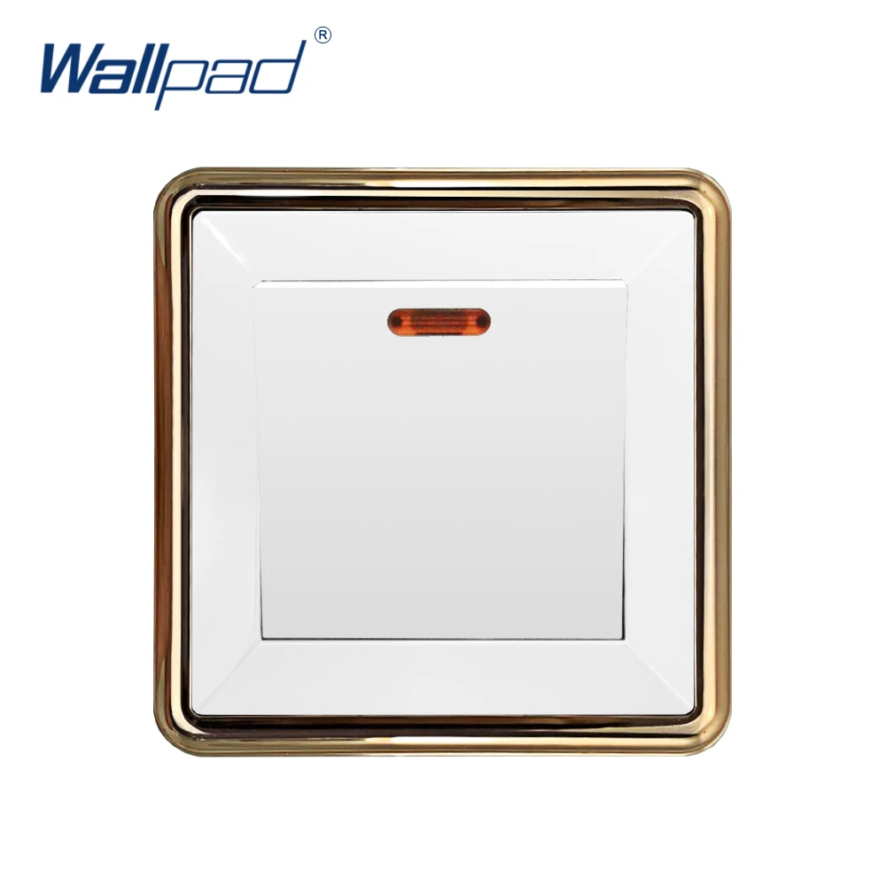 

New Arrival Wallpad 45A Cooker 2P Switch Double Polar Wall Light Switch Gold Panel LED Indicator