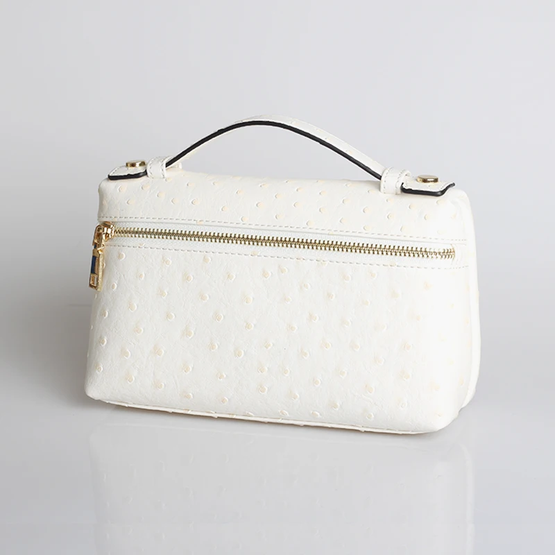 XMESSUN, дизайнерская сумка из кожи страуса, вечерние сумки-клатчи, сумка для макияжа, новые женские сумки, популярные в Instagram - Цвет: Ostrich White (L)