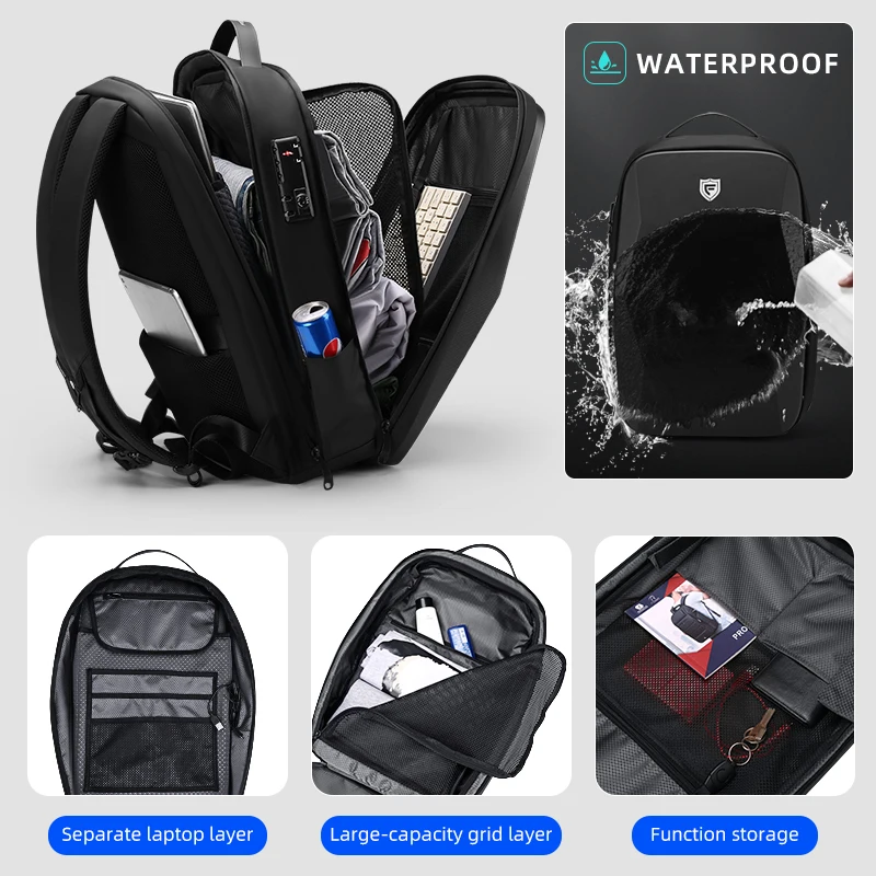 Fenruien Multifunction Men's Backpack 17.3 Inch Laptop Backpacks Anti-Theft Waterproof Business Backpacks Travel Bags 2020 New 4