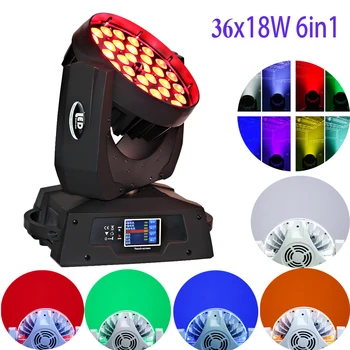 

Tax Paid No Fee US stock Touch Screen 36x18W RGBWA UV 6in1 LED Zoom Moving head light Powercon dj lighting