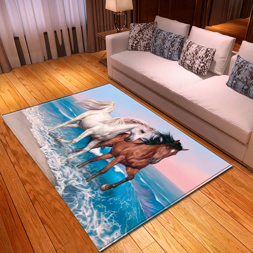 Cartoon Horse 3D Print Carpet Kids Bedroom Play Mat Soft Flannel Memory Foam Girl Room play Area Rug and Carpets for Living | Дом и сад