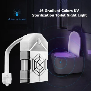 

Hot Sale Smart Toilet Light LED Sensor Motion Lamp Led PIR Light Toilet Seat 16 Color Toilet Night Light Lamp