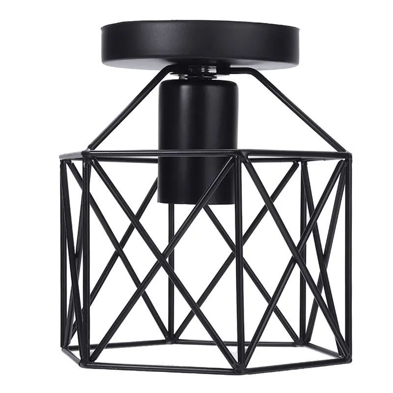Pendant Light Shade Ceiling Industrial Geometric Iron Wire Cage Lampshade Lamp 