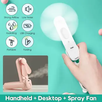 

Usb Mini Foldable Fans Electric Portable Handheld Fans Small Desktop Electric Water Spray Fan Humidifier for Home Office Outdoor