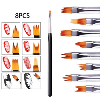 

8pcs Nail Bloom Flower Nail Art Brush Pen Gel UV Nail Painting Flower Drawing Pen Multipurpose Nail Art Tool Water-color Pens