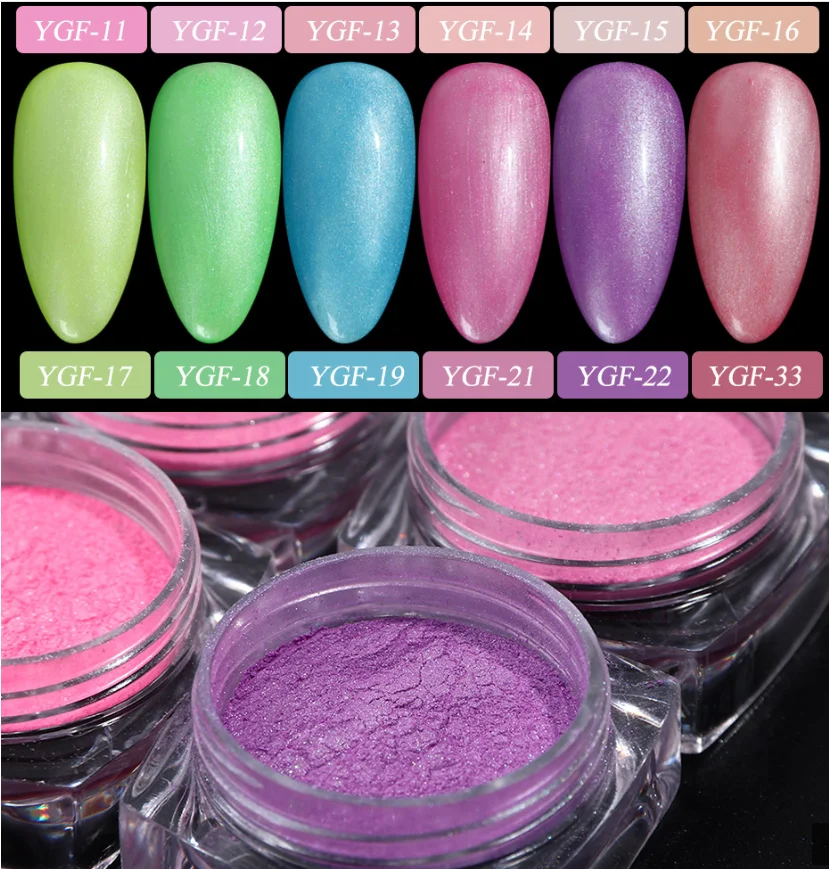 

3D Colorful Nail Glitter Fluorescence Pigment Powder Bright Green Yellow Rubbing For Nails DIY Polish Decoration