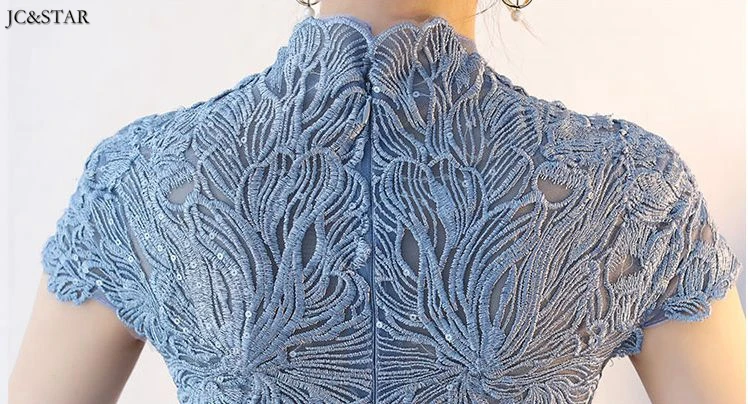 Vestido madrinha, новинка, кружевное платье трапециевидной формы с коротким рукавом и круглым вырезом, пыльно-голубое платье подружки невесты, свадебное платье со шлейфом, винтажное платье для гостей, damas de hon