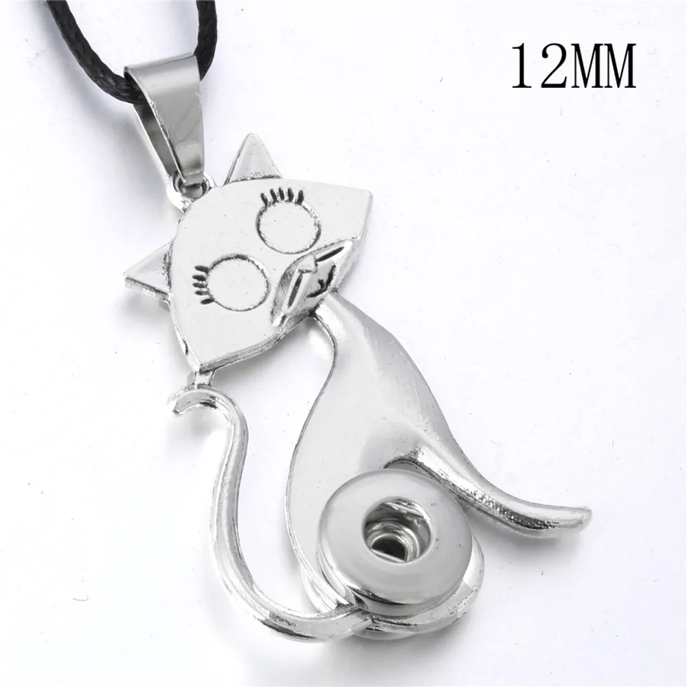 Симпатичное серебряное ожерелье с подвеской в виде кошки, модная цепь животное, ожерелье, подходит для 12 мм 18 мм, защелки для женщин, ювелирные изделия - Окраска металла: 4
