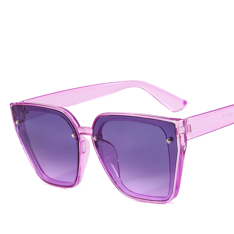purple Винтажные женские солнцезащитные очки, солнцезащитные очки для пляжа, розовая квадратная оправа, цветные линзы, мужские и женские солнцезащитные очки, солнцезащитные очки, очки UV400 - Цвет линз: purple
