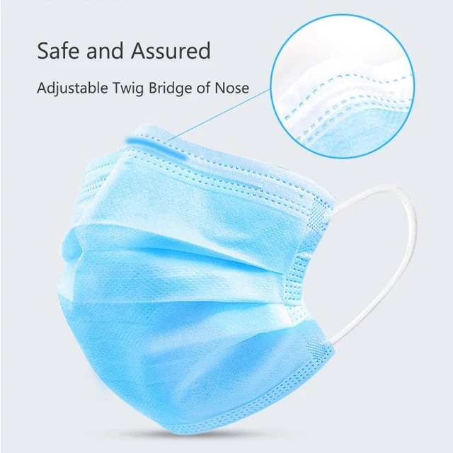 US $8.95  10 Pieces of 3-layer Masks Disposable Protective Masks Antivirus Influenza Bacteria Non-woven Masks