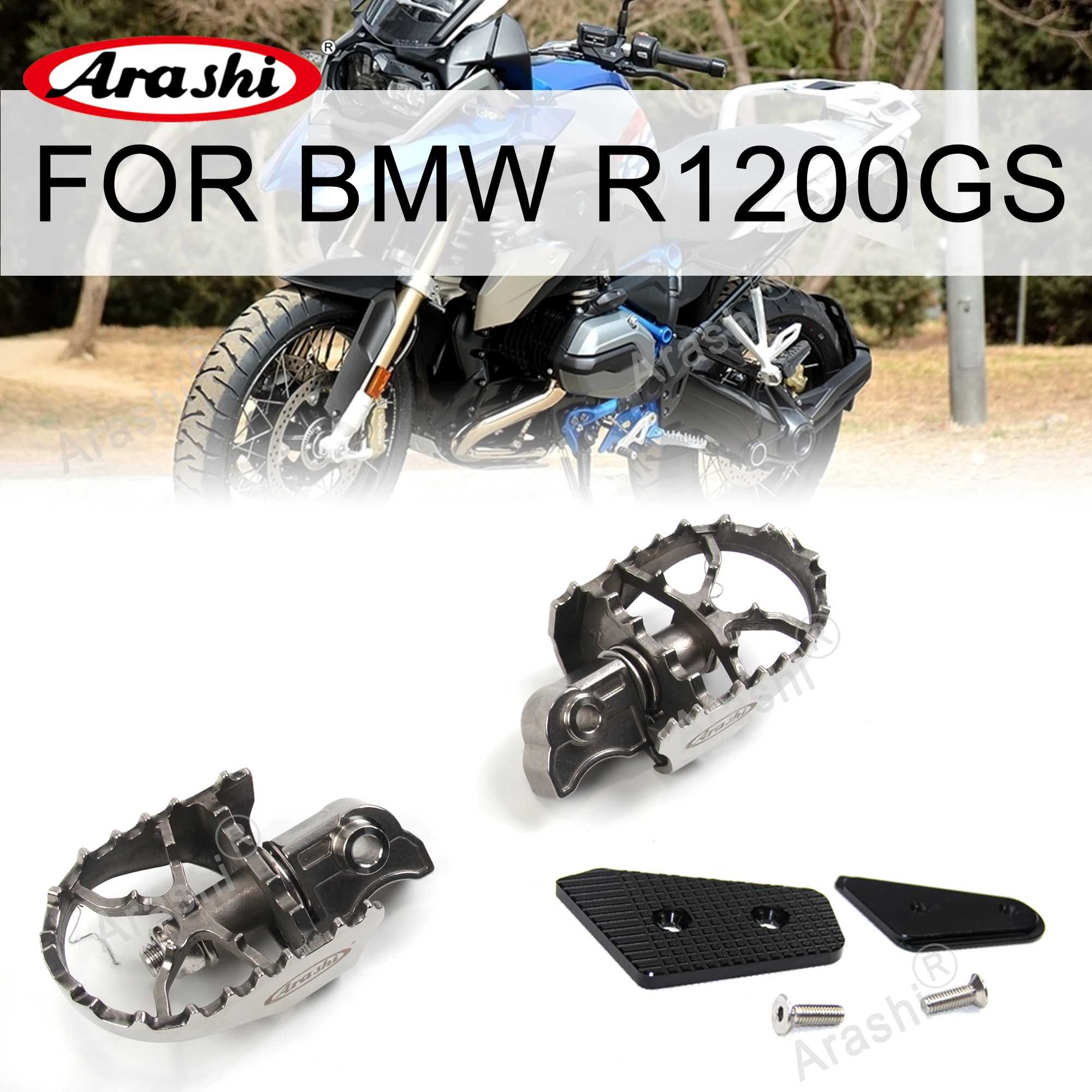 Arashi For Bmw R1200gs / Gsa / Adv 20132018 Front Foot Pegs Wide Pivot