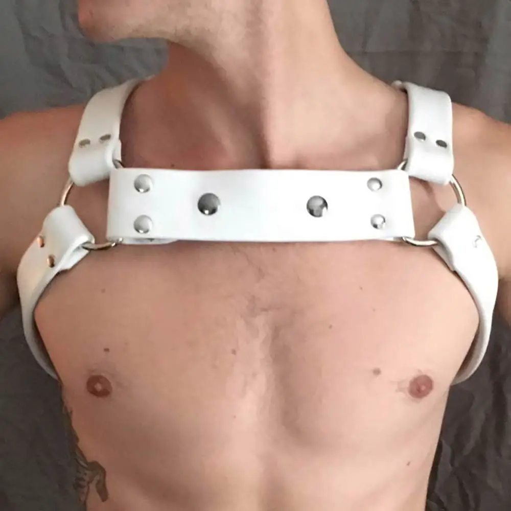 Ronllona Sexy Chest Bondage For Men Leather Harness Muscle Fetish Femdom Bdsm Women Couple Cosplay Erotic Porno Hot Rave Outfits